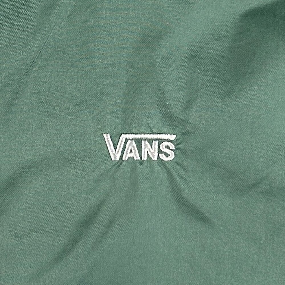 Vans Riley Men's XL Green Windbreaker Hooded Snap Button Coach Fleece Jacket - Picture 2 of 11